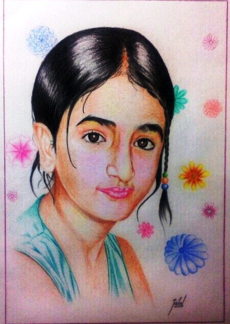 Painting Of A Sweet Girl By Jatin - DesiPainters.com