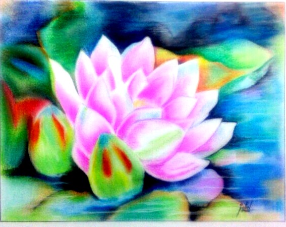 Painting Of A Lotus Flower - DesiPainters.com