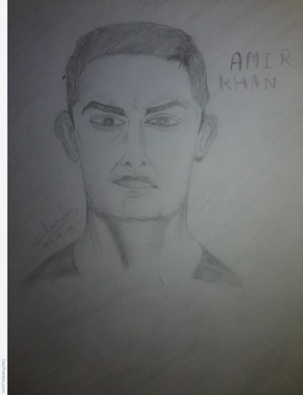 Pencil Sketch Of Aamir khan - DesiPainters.com