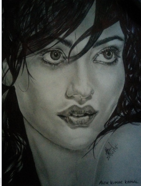 Pencil Sketch Of Neha Sharma - DesiPainters.com