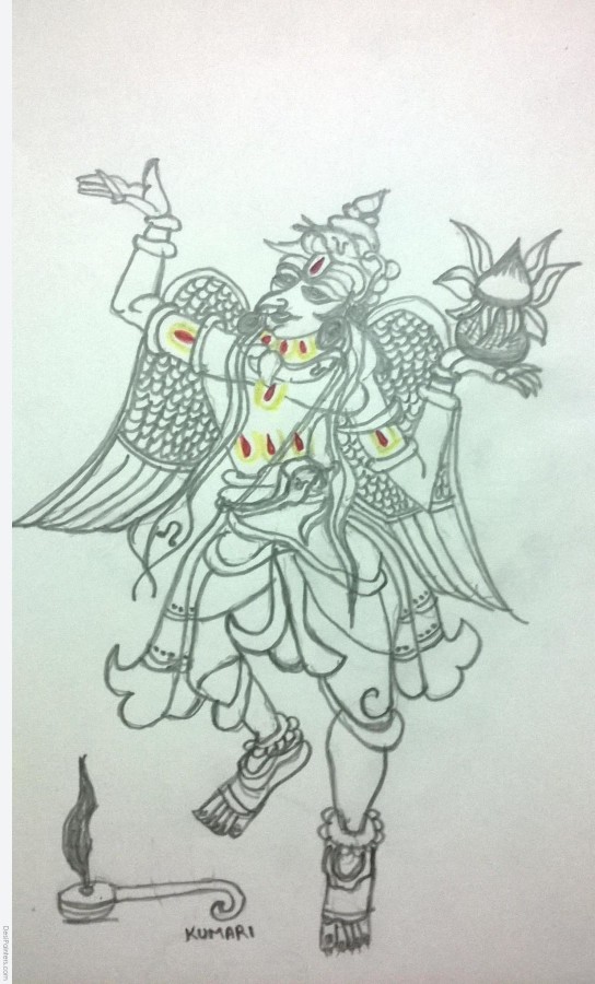 Pencil Sketch Of Govida Garuda Vahanam - DesiPainters.com
