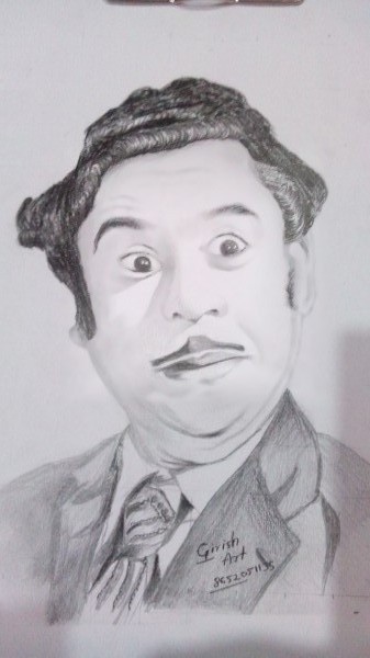 Pencil Sketch Of Kishore Kumar - DesiPainters.com