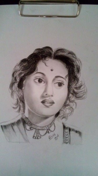 Pencil Sketch Of Madhubala - DesiPainters.com