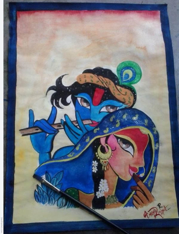 Pastel Painting of Radha – Krishan - DesiPainters.com