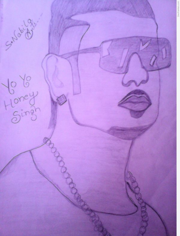 Pencil Sketch of Yo Yo Honey Singh