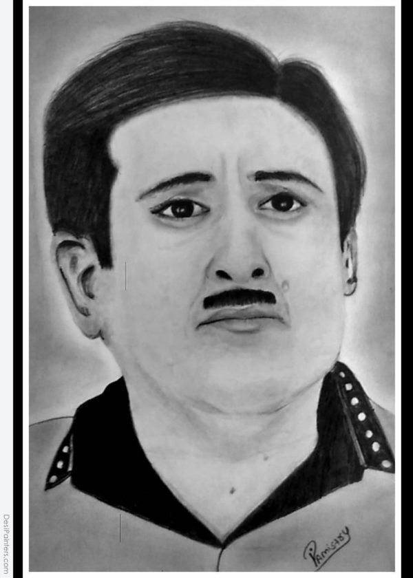 Pencil Sketch of Jethalal - DesiPainters.com