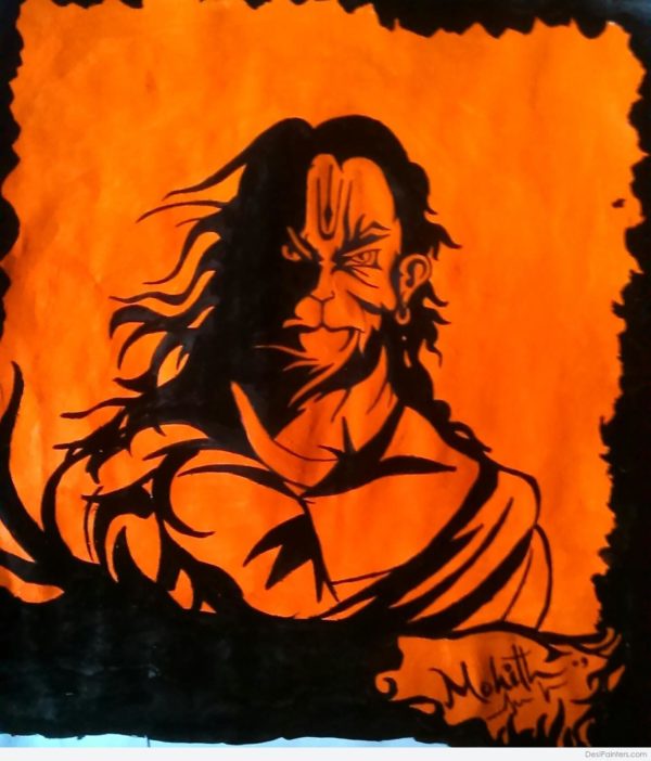 Acryl Painting Of Lord Hanuman - DesiPainters.com