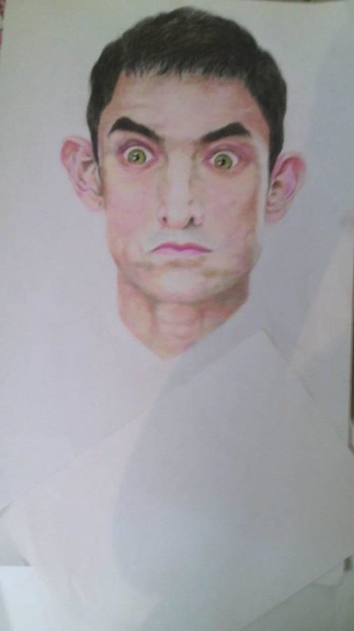 Pencil Color Sketch Of PK Aamir Khan