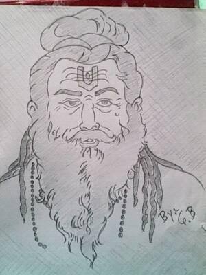 Pencil Sketch of Lord Parshuram - DesiPainters.com