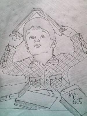 Pencil Sketch of Kid - DesiPainters.com