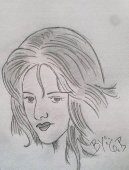 Pencil Sketch of Girl - DesiPainters.com