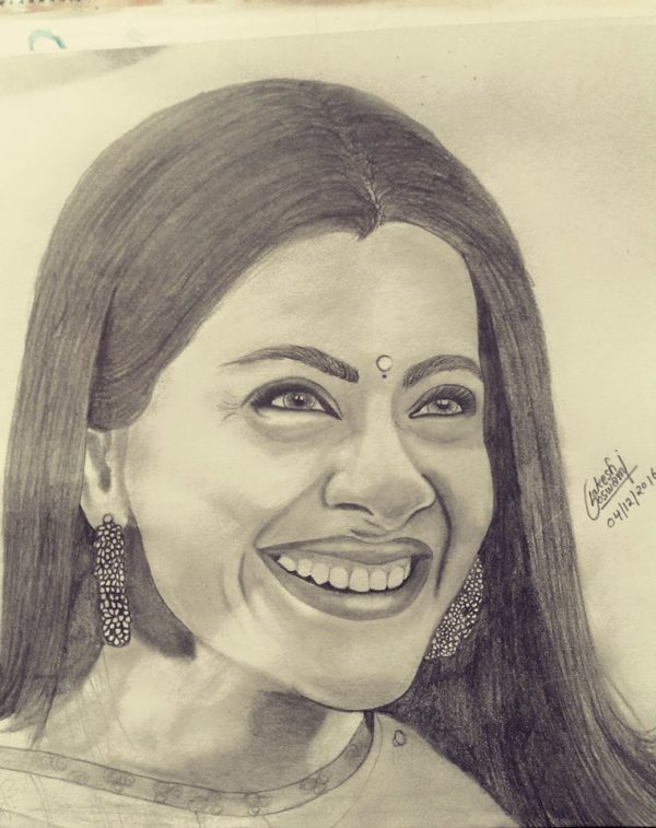 Pencil Sketch of Kajol