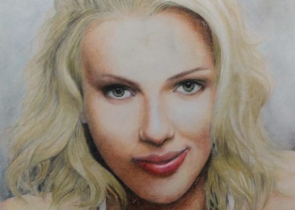Pencil Color Art of Scarlett Johansson