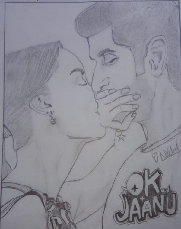 Pencil Sketch of Ok Jaanu - DesiPainters.com