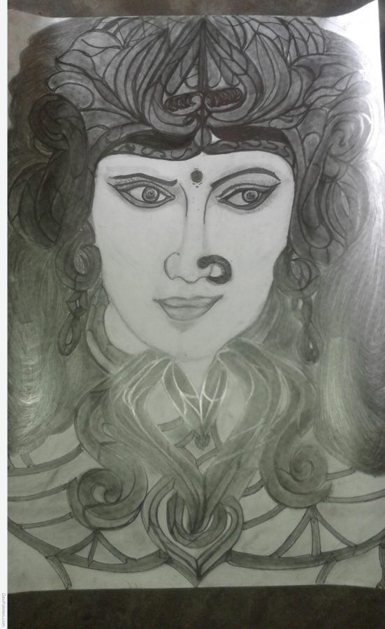 Pencil Sketch of Maa Durga