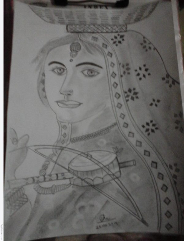 Pencil Sketch of Lady | DesiPainters.com