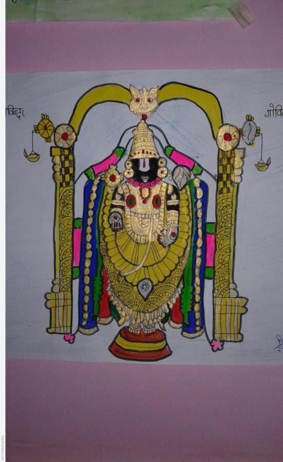 Watercolor Painting of Lord Krishana - DesiPainters.com