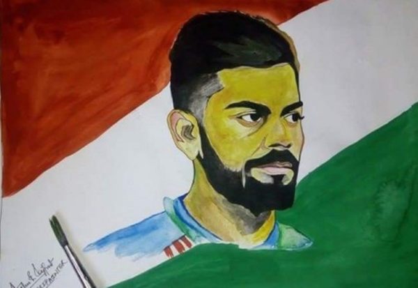 Watercolor Painting of Virat Kohli