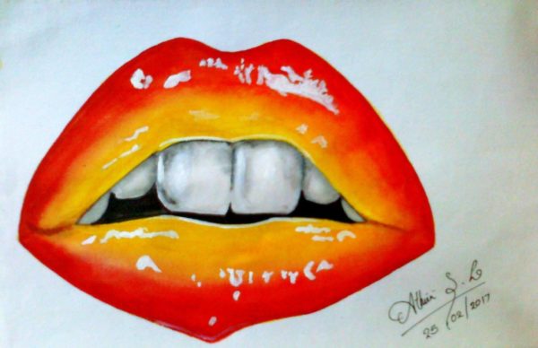 Pencil Sketch of Lips - DesiPainters.com