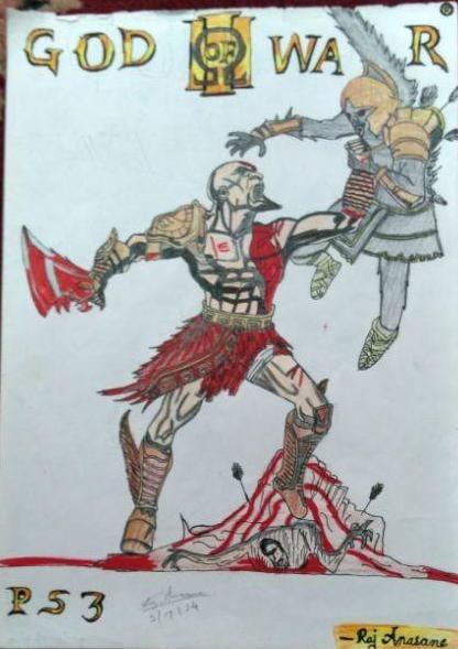 Pencil Color Art of God of War III - DesiPainters.com