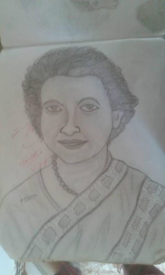Pencil Sketch of Indira Gandhi - DesiPainters.com