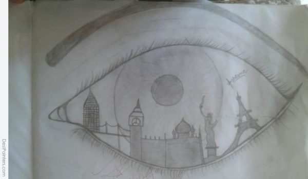 Pencil Sketch of Eye - DesiPainters.com