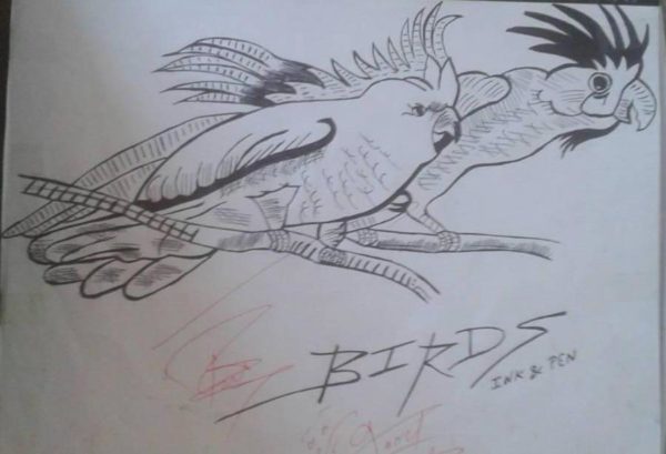 Ink Painting of Birds - DesiPainters.com