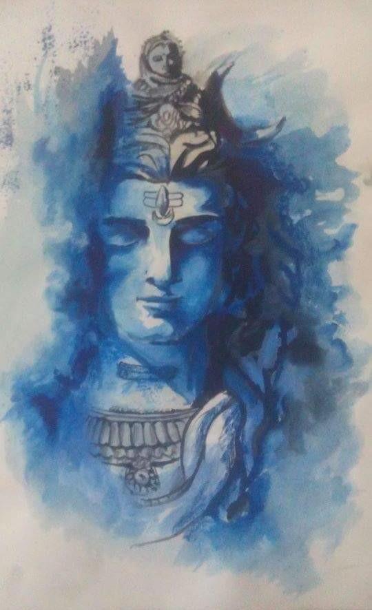 Mixed Painting of Lord Shiva - DesiPainters.com