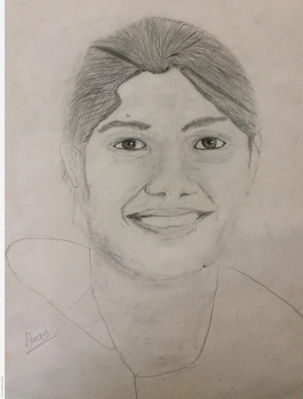 Simple Pencil Sketch Of Girl - DesiPainters.com