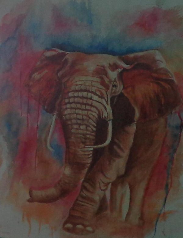 Watercolor Painting of Elephant - DesiPainters.com