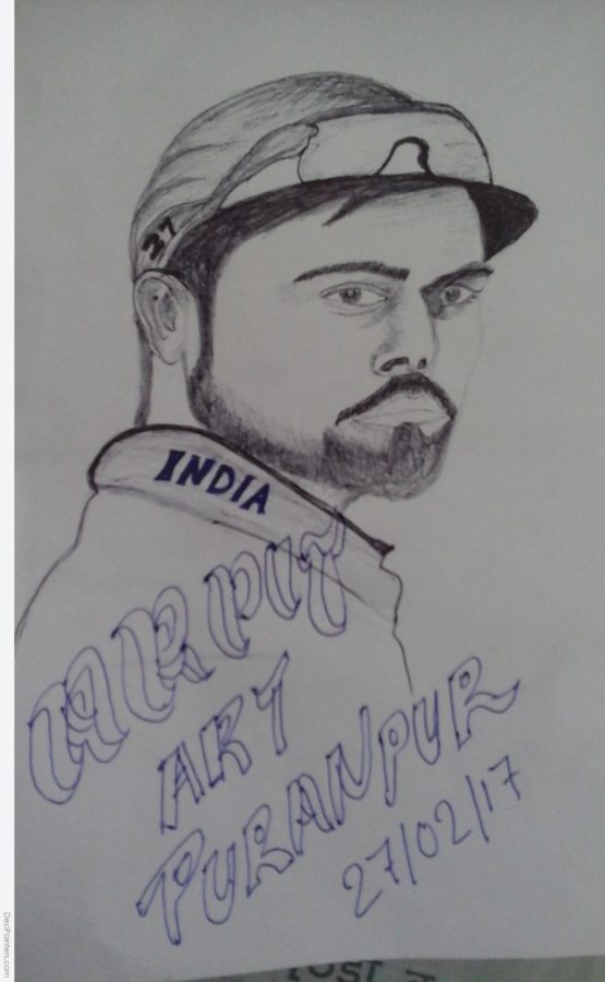 Pencil Sketch of Virat Kohli - DesiPainters.com