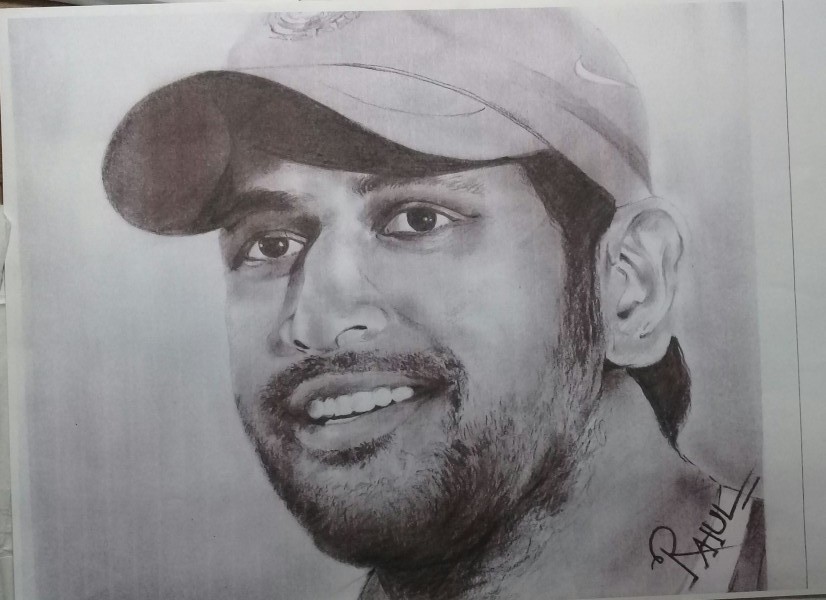 Pencil Sketch Of MS Dhoni Desi Painters